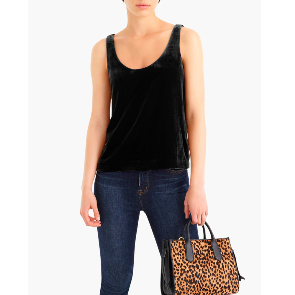J.CREW Riff Velvet Shell Tank Black Petite 0 NWT
